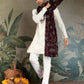 Rajwada White Viscose Rayon Embroidered Stitched Kurta For Men