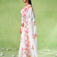 Rajwada White Cotton Linen Solid Printed Saree For Women