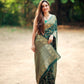 Rajwada Dark Green Silk Blend Woven Saree For Women