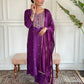 Rajwada Purple Rayon Embroidered Stitched Kurta Set For Women