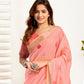 Rajwada Peach Cotton Linen Zari Work Saree For Women