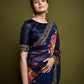 Rajwada Blue Georgette Embroidered Printed Saree For Women