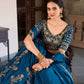 Rajwada Teal Blue Silk Blend Embroidered Lehenga For Women