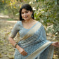 Rajwada Grey Silk Blend Woven Saree For Women