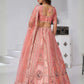 Rajwada Pink Silk Blend Embroidered Semi-Stitched Lehenga For Women