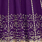 Rajwada Purple Art Silk Embellished Semi Stitched Kurta Set For Women
