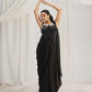 Rajwada Black Organza Solid Ready To Wear Saree With Stitched Blouse For Women
