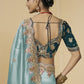 Rajwada Blue Tissue Embellished Saree For Women