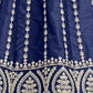Rajwada Navy Blue Art Silk Embellished Semi-Stitched lehenga For Women