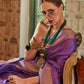 Rajwada Purple Organza Woven Saree With Unstitched Blouse for Women