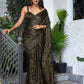 Rajwada Women Dark Green Sequin Saree With Unstitched Blouse