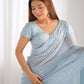 Rajwada Blue Crushed Tissue Embroidered Saree With Unstitched Blouse For Women