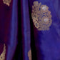 Rajwada Royal Blue Satin Woven Saree With Unstitched Blouse For Women