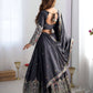 Rajwada Grey Silk Blend Embroidered Semi-Stitched lehenga For Women