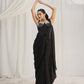 Rajwada Black Organza Solid Ready To Wear Saree With Stitched Blouse For Women