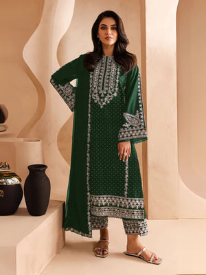 Rajwada Green Georgette Embroidered Semi-Stitched Kurta Set For Women