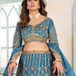 Rajwada Sky Blue Chinon Sequence Embroidered Semi-Stitched Lehenga For Women