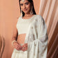 Rajwada White Georgette Embellished Semi-Stitched Lehenga For Women
