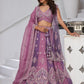 Rajwada Purple Georgette Tissue Embroidered Semi-Stitched Lehenga For Women