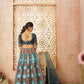 Rajwada Blue Banarasi Silk Embroidered Semi-Stitched Lehenga For Women