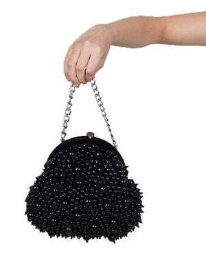Rajwada Women Black Beaded Mindful Batuwa Bag