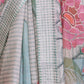 Rajwada Grey Cotton Linen Solid Printed Saree For Women