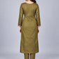 Dark Olive Silk Blend Embellished Kurta Set