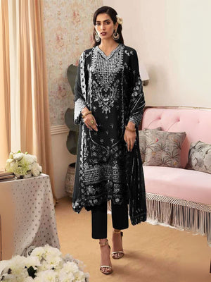 Rajwada Black Georgette Embroidered Semi-Stitched Kurta Set For Women