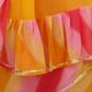 Rajwada Yellow Georgette Printed And Ruffle Saree For Women