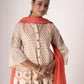 Rajwada Off White Art Silk Printed And Embroidered Sharara Style Semi-Stitched Kurta Set For Women