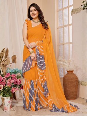 Rajwada Orange Georgette Printed Saree For Women