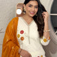 Rajwada White Cotton Embriodered Stitched Kurta Set For Women