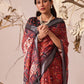 Rajwada Black And Red Linen Cotton Printed Saree For Women