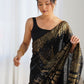 Rajwada Black Georgette Embellished Solid Saree For Women
