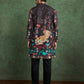 Rajwada Black Rayon Printed and Embroidered Stitched Kurta For Men