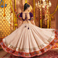 Rajwada Cream Viscose Rayon Embroidered Semi-Stitched lehenga With Stunning Tassels For Women