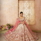 Rajwada Off White Silk Blend Embroidered Semi-Stitched Lehenga For Women