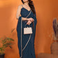 Rajwada Blue Georgette Plain Saree With Unstitched Blouse For Women