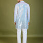 Rajwada Blue Georgette Embellished Stitched Kurta For Men