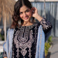 Rajwada Navy Blue Velvet Embellished Kurta Set For Women