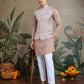 Rajwada Mauve Viscose Silk Woven Stitched Kurta For Men