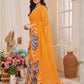 Rajwada Orange Georgette Printed Saree For Women