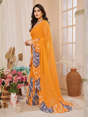Rajwada Orange Georgette Printed Saree For Women