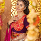 Rajwada Cream Viscose Rayon Embroidered Semi-Stitched lehenga With Stunning Tassels For Women