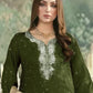 Rajwada Olive Silk Blend Embellished Semi Stitched Kurta Set For Women