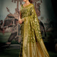 Rajwada Olive Green Silk Blend Solid Saree For Women