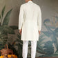 Rajwada White Viscose Rayon Embroidered Stitched Kurta For Men