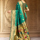 Rajwada Teal Green Silk Blend Woven Pithani Saree For Women