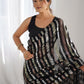 Rajwada Black Georgette Sequins Saree With Unstitched Blouse For Women