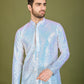 Rajwada Blue Georgette Embellished Stitched Kurta For Men